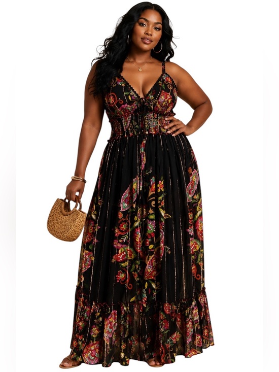 Magic 2 Me Dresses & Skirts - MAGIC 2 ME NWT Paisley Boho Maxi Dress Black Multicolor Women’s